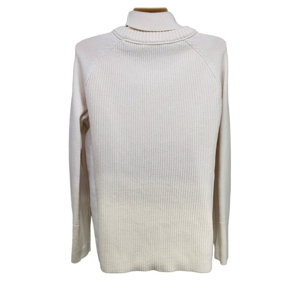 Athleta Mesa Hybrid Merino Wool Blend Turtleneck Sweater Cream Women's Size M - Picture 3 of 11